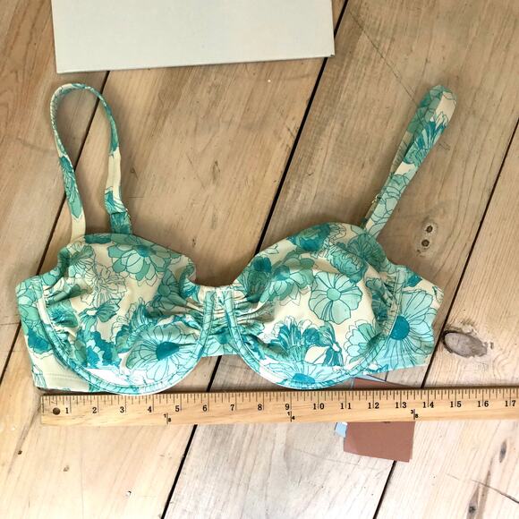 Shade & Shore NWT Womens Floral Print Shirred Balconette Underwire Bikini Top38D - Picture 9 of 9